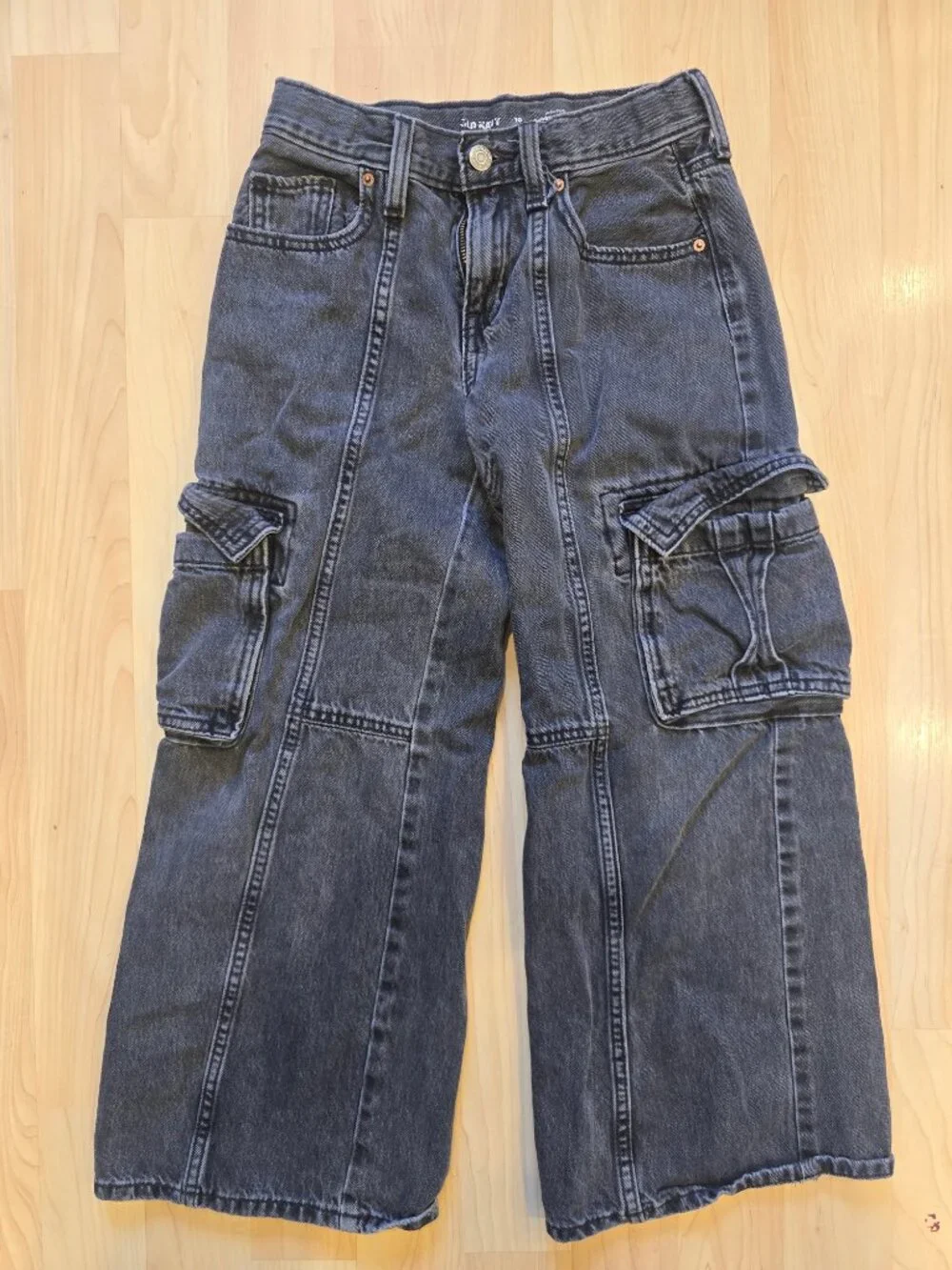 Old Navy Girls Size 10 Black Baggy Wide Leg Jeans (J13)